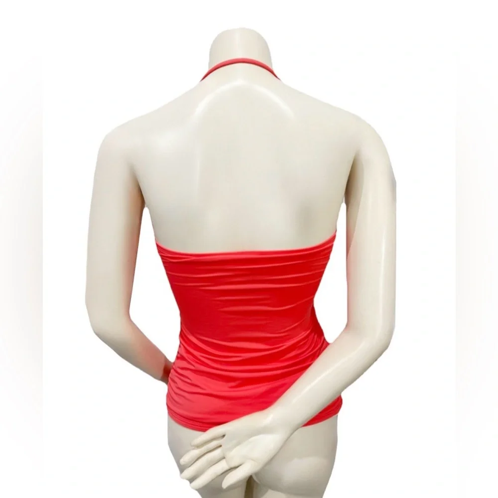 Tommy Bahama Coral Orange Halter Tankini Top XS Built-In Bra